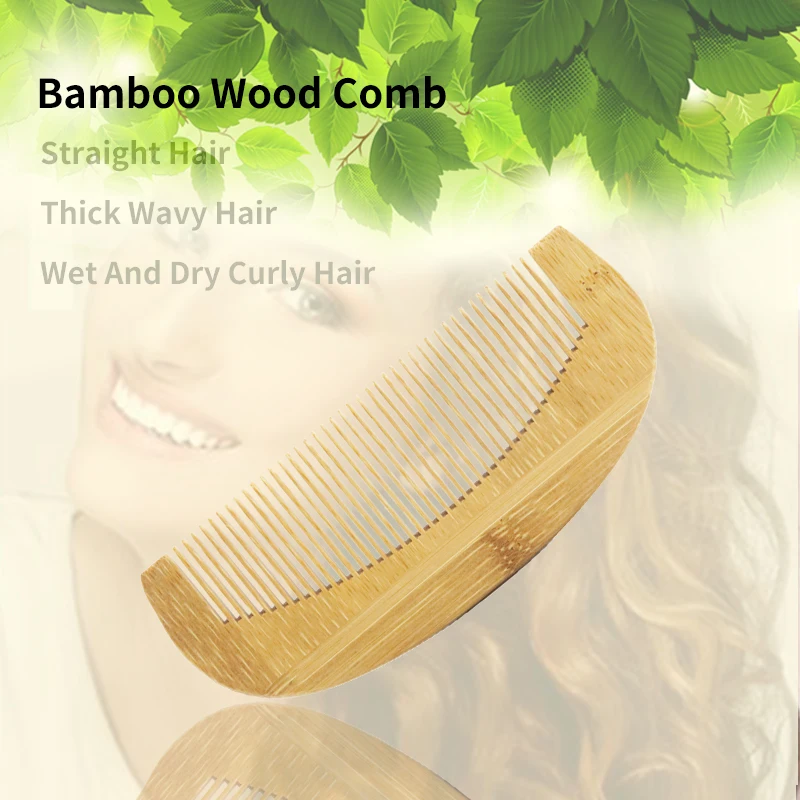 

Private Custom Logo Natural Wooden Bamboo Close Tooth Comb For Curly Hair Head Massage Classic Hairbrush Healthy Beard Brush