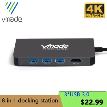 

Vmade USB C hub type C to USB 3.0 hub 8 in 1 type-c HDMI docking station for MacBook Pro huawei P20 USB-C 3.0 port type C hub