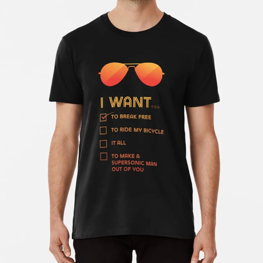 I Want To Break Free T Shirt Queen Freddie Mercury Band Bohemian Rhapsody Rock Break Free Bicycle Want It All T Shirts Aliexpress