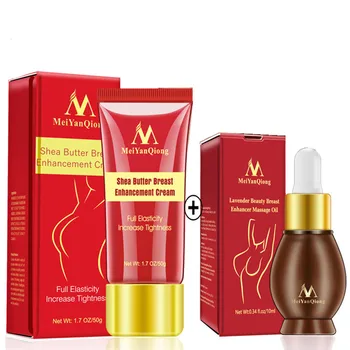 

Body Care Shea Butter Breast Enhancement Cream +Lavender Beauty Breast Enhancer Massage Essential Oil Set Big Bust Skin Care