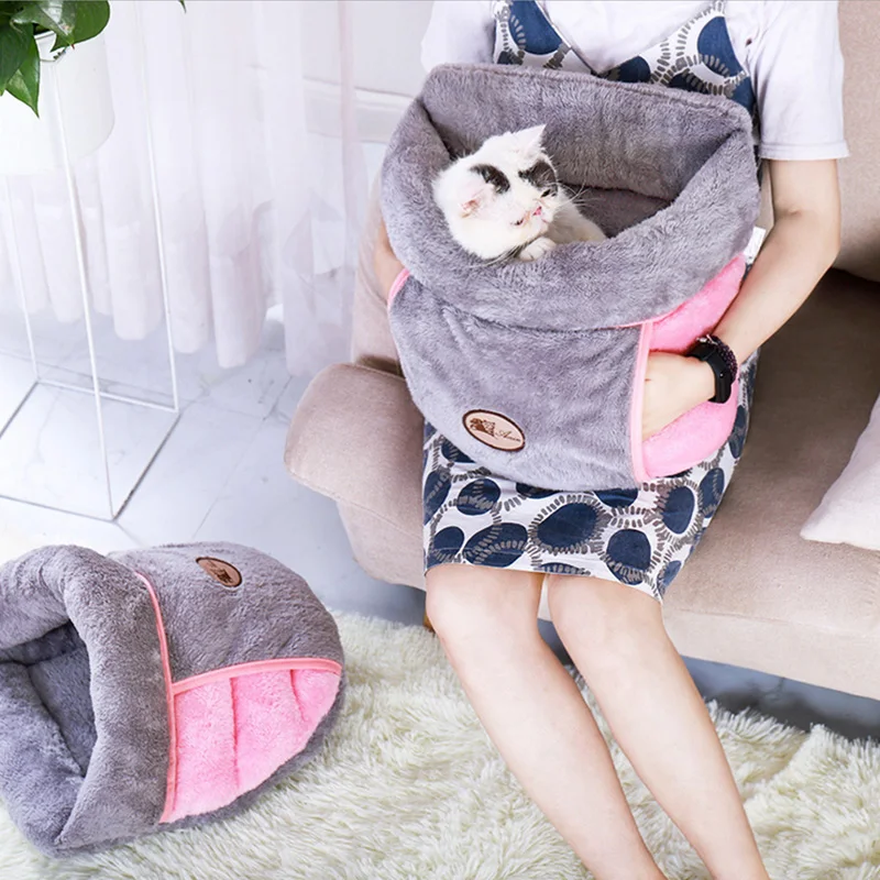 Thick Puppy House Pet Cat Dog Soft Warm Nest Winter Kennel Bed Multi-function Cat Cave Sleeping Bag Mat Pad Tent Pet Cozy Bed 45