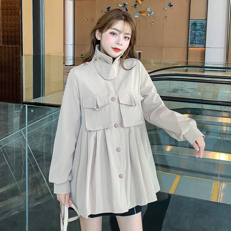 

Photo Shoot Workwear Mid-length Short Coat Autumn Clothing New Style Korean-style Loose-Fit Students Versatile Casual Stand Coll