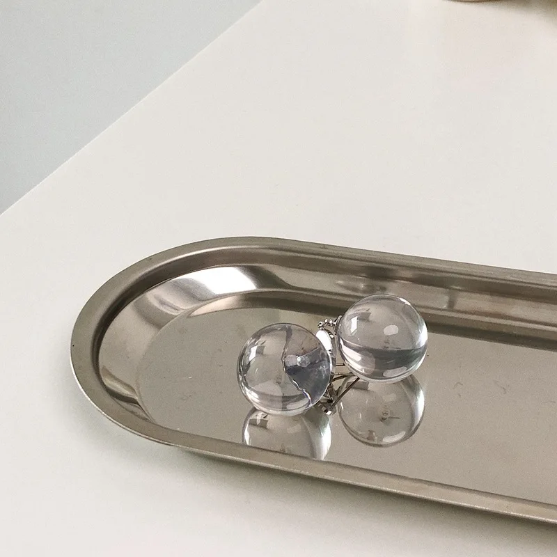 

New Design Transparent Crystal Ball Dangle Earrings Simple Tassel For Women Party Banquet Exaggerated Big Accessories Jewelery