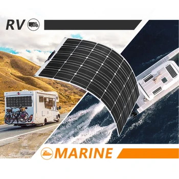 

Solar Panel 100W 18V Semi-flexible Monocrystalline Solar Cell DIY Module PV Cable Outdoor Connector Battery Charger Waterproof