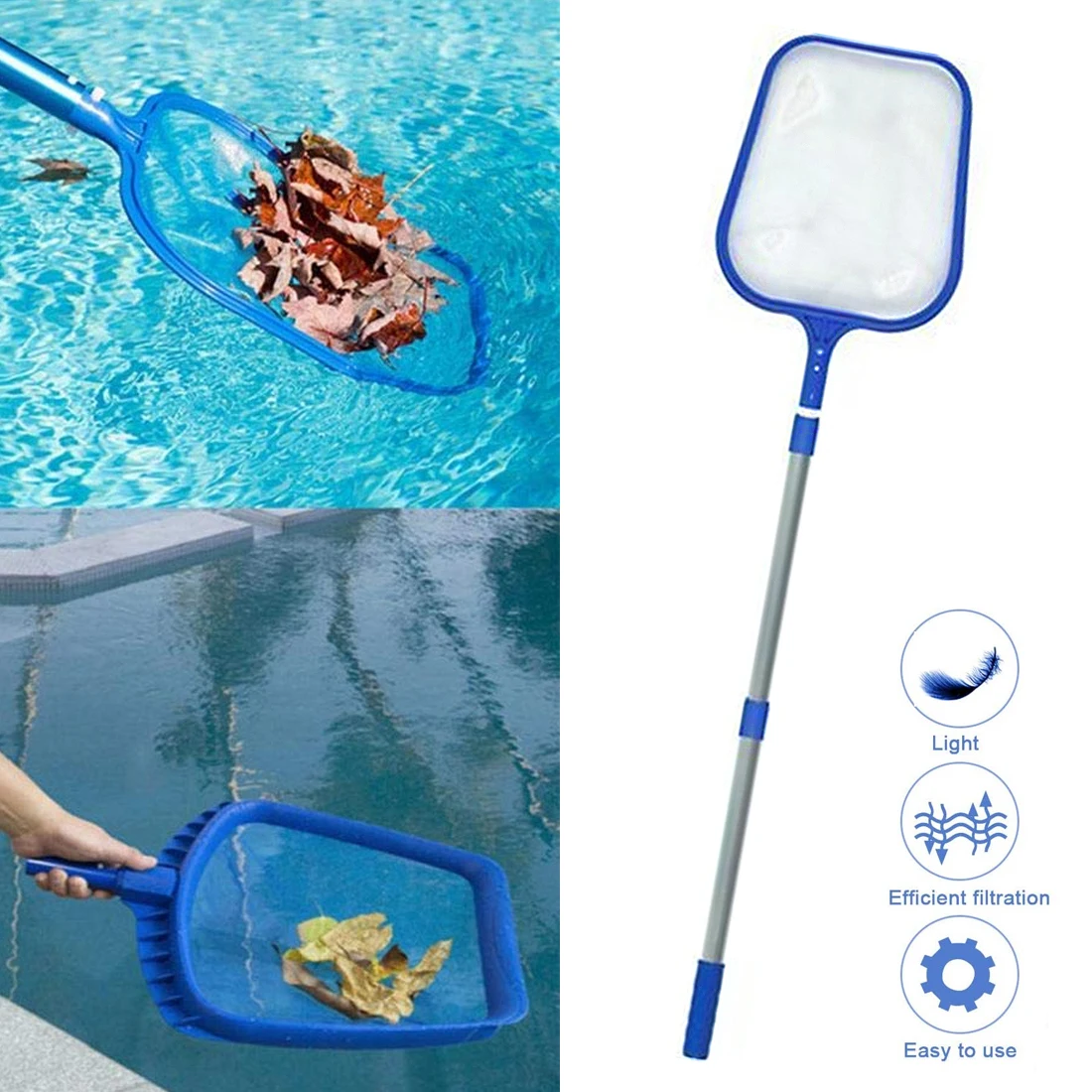 

Swimming Pool Medium Fine Mesh Pool Skimmer Net Bag Catcher Aquarium Portable Telescopic Cleaning Tools Include Pole