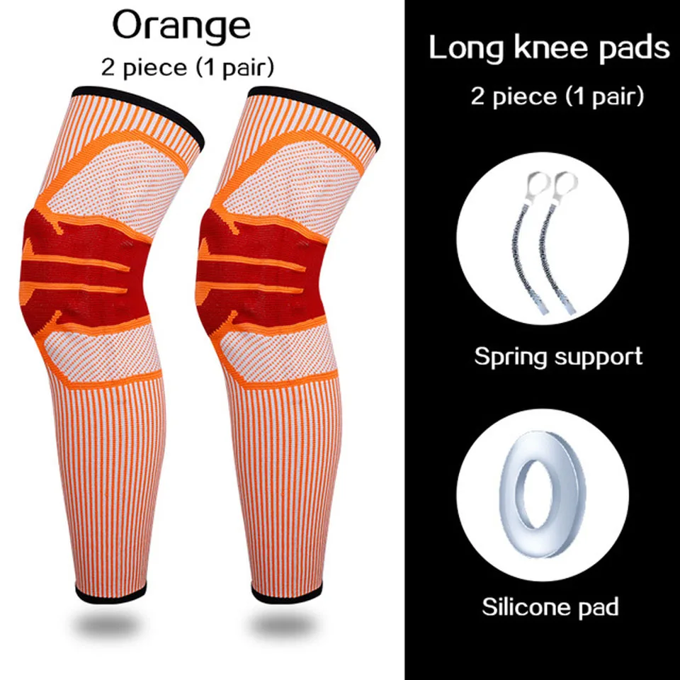 1 шт. Профессиональный наколенник компрессионный чехол-медицинский ранг колено рукав поддержка для совместное обезболивание, при спортивных травмах восстановление - Цвет: 1Pair Long Orange