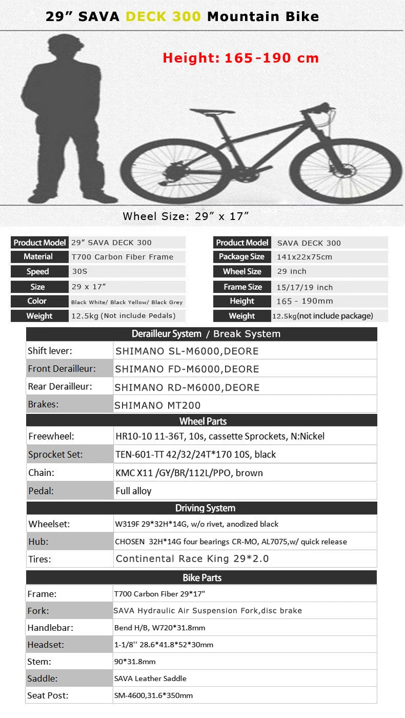 Perfect SAVA Mountain Bike 29 mtb bike 29 Mountain Bike Carbon Fiber MTB 29 Bicycle with Shimano DEORE M6000 30 Speed Bicicleta 1
