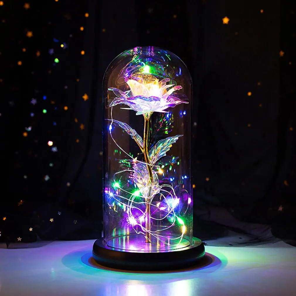 2021 LED зачарованная галактика Роза вечный 24K золотой Фольга цветок с сказочной