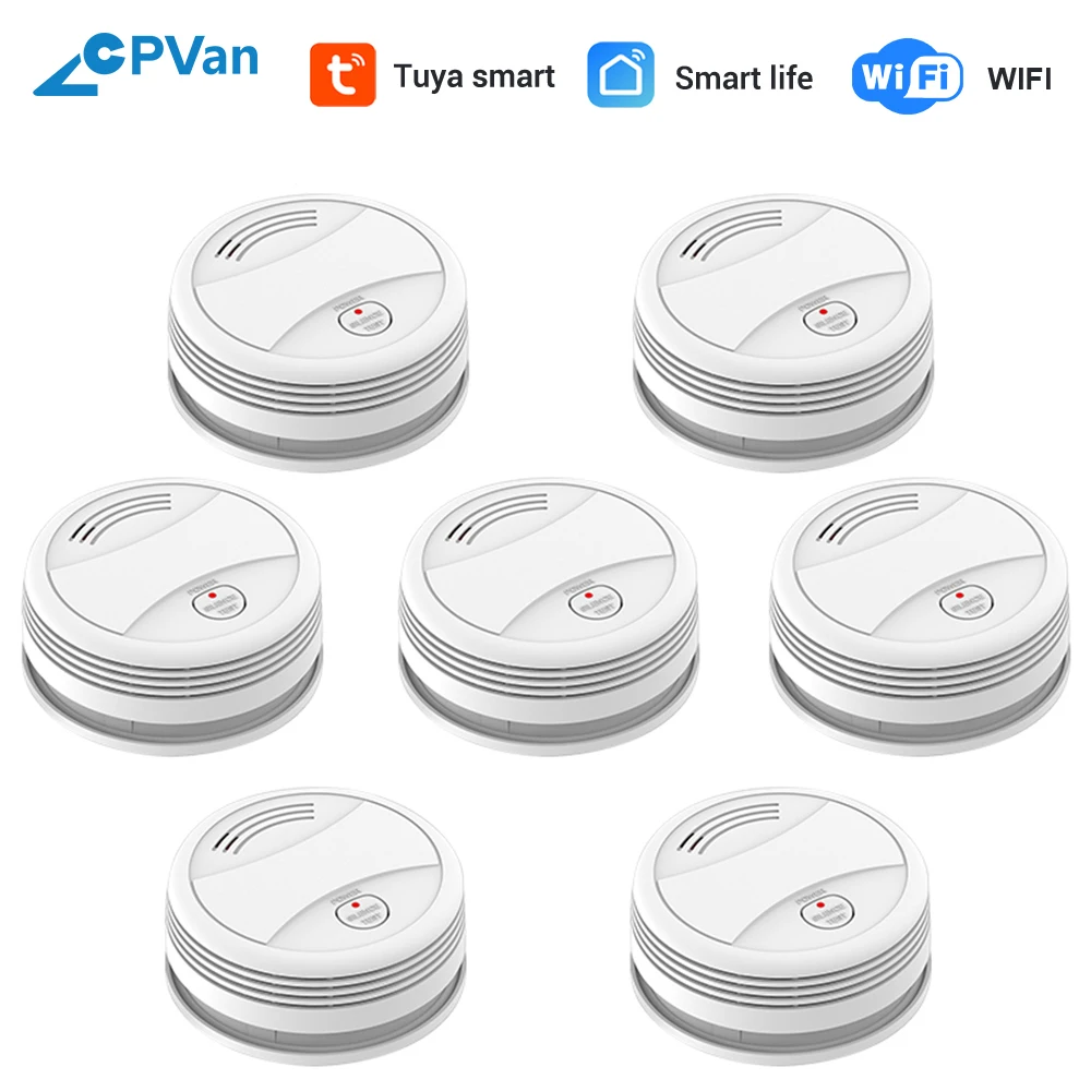 

CPVan SM05W 7pcs/Lot Smoke Detector WiFi Smoke Sensor Fire Detector WiFi Tuya APP Smart Life APP WiFi Smoke Detector Alarm