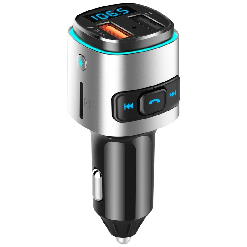 

Digital Display Qc 3.0 Charger Fm Transmitter Aux Modulator Bluetooth 4.2 Wireless Car Radio Adapter Tf Usb Mp3 Player With Ambi
