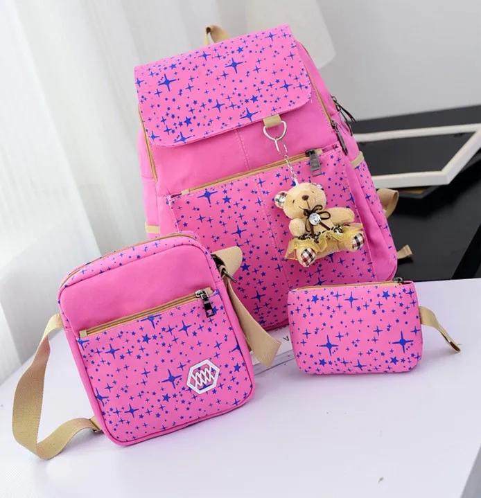 High Capacity Backpack with Bear School Bags for Teenagers Girls Backpacks Printing Cute School Bag Mochila Infantil - Цвет: hot pink