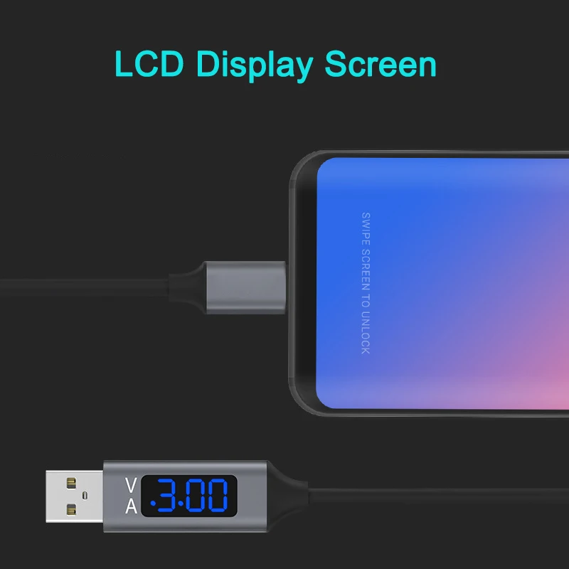 3 А светодиодный кабель для быстрой зарядки, совместимый с Android iPhone type-C FKU66