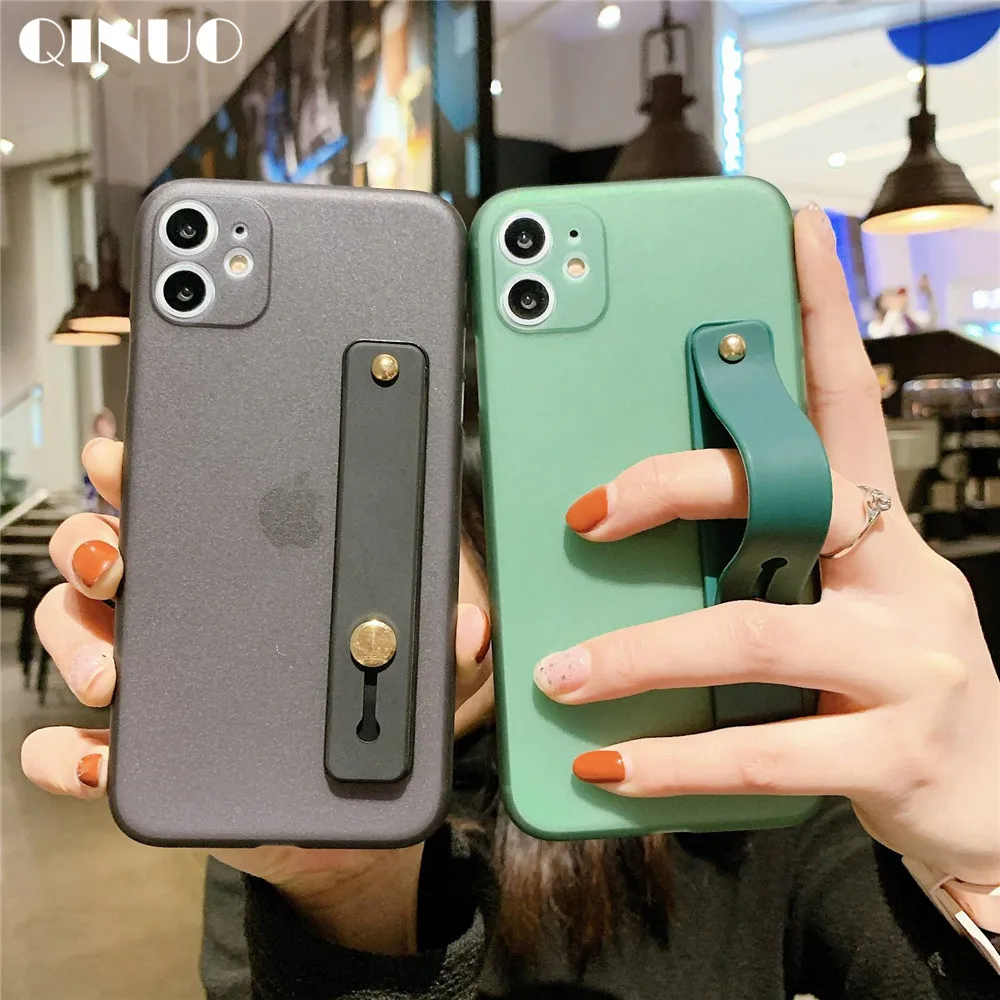 Тонкий матовый чехол подставка на запястье для iPhone 11 Pro Max XS XR X защитный камеры 6 6S 7