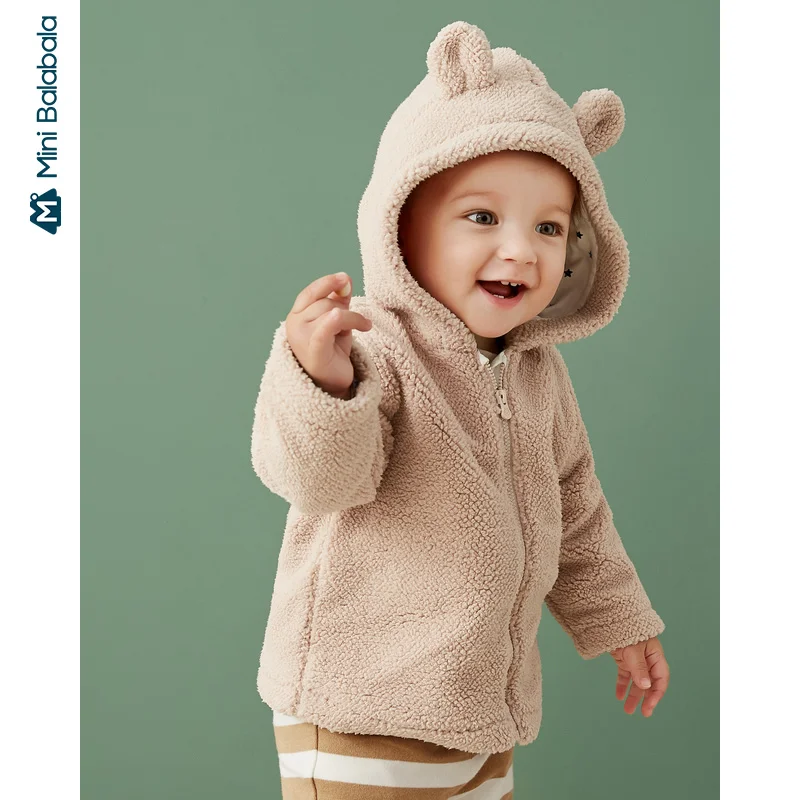 Minibalabala/Детская куртка; Новинка г.; осеннее пальто с капюшоном для маленьких мальчиков и девочек; забавная куртка с мехом ягненка