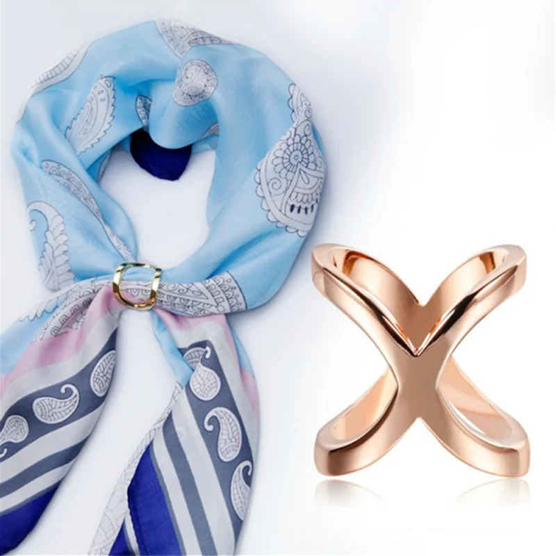 Broches de Metal en forma de X para mujer, Clip de bufanda de cristal cruzado Simple, soporte de hebilla de lazo, chales, accesorios de joyería, regalos