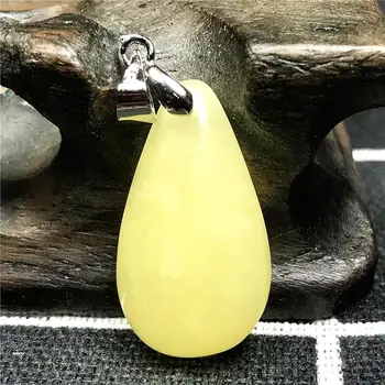

Necklace Pendant Natural Yellow Amber Jewelry For Woman Lady Man Crystal 23x13x6mm Beads Water Drop Stone Silver Pendant AAAAA