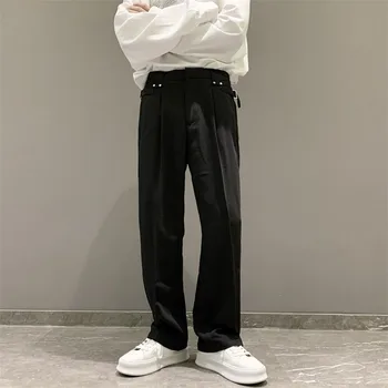 단색 정장 바지, 한국 루즈한 스트레이트 팬츠, 오피스 정장 바지, 남성 패션 비즈니스 학회