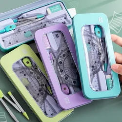 7pc/box Compass Ruler Set Drawing Four-piece Ruler Triangle Protractor Test Ruler Set for Primary and Secondary School Students