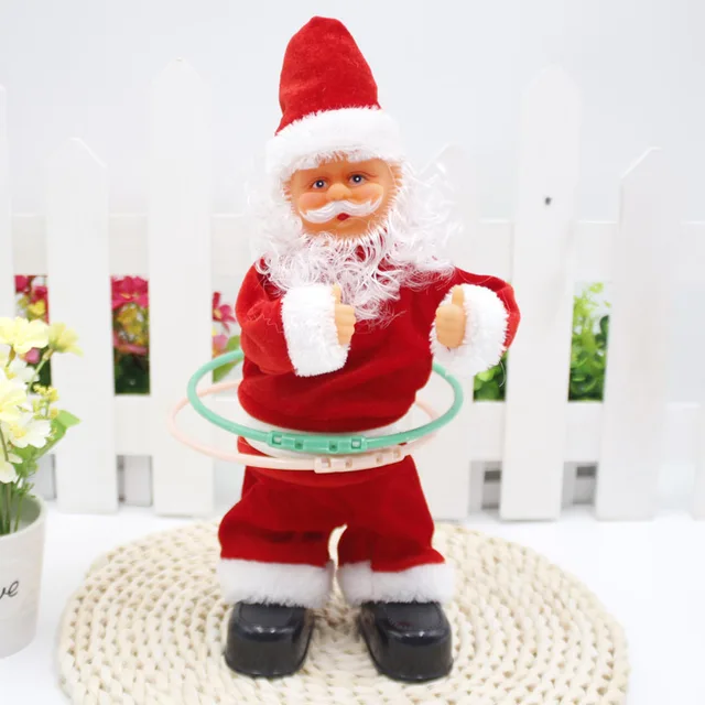 Christmas Dolls 2022 New Christmas Electric Santa Claus Turning Hula Hoop Xmas Gift for Kids 6