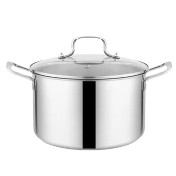 

1Pc Stainless Steel Stockpot Multifunction Soup Pot Durable Steamed Pot Cookware Pot for Home Kitchen Cooking Resturant (Silver)