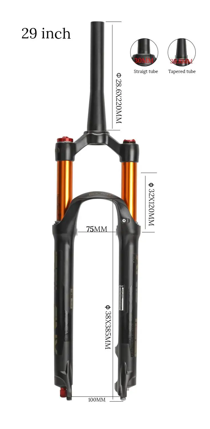 

Bolany Air Fork MTB Bike Supension Rebound Adjustment 26/27.5/29er Lock Straight Tapered Mountain bike Fork For Bike Accessories