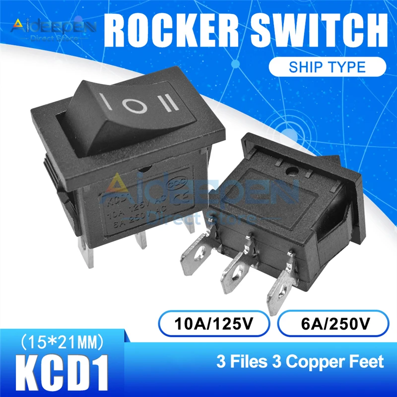Black NO light 3-3P KCD1 15x21 мм Лодка кулисный переключатель переменного тока 10A/125V 6A/250V 2 файл с 3 режимами 2/3/4/6 Медь средства ухода за кожей стоп переключатель 15*21 мм с Водонепроницаемый Кепки - Цвет: Black NO light 3-3P