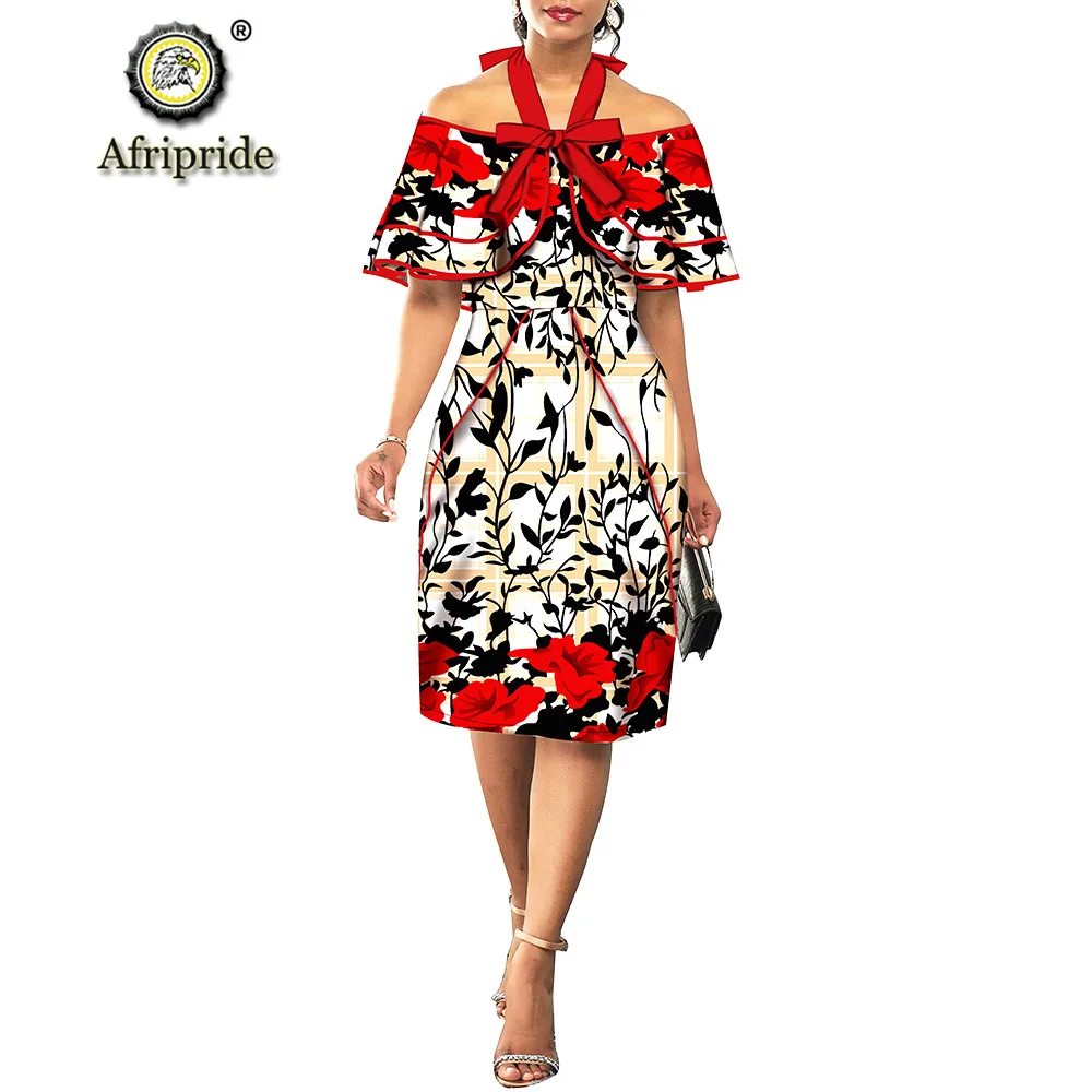

2019 African print dresses for women haiter short sleeve knee-length summer formal flower sexy party dress AFRIPRIDE S1925089