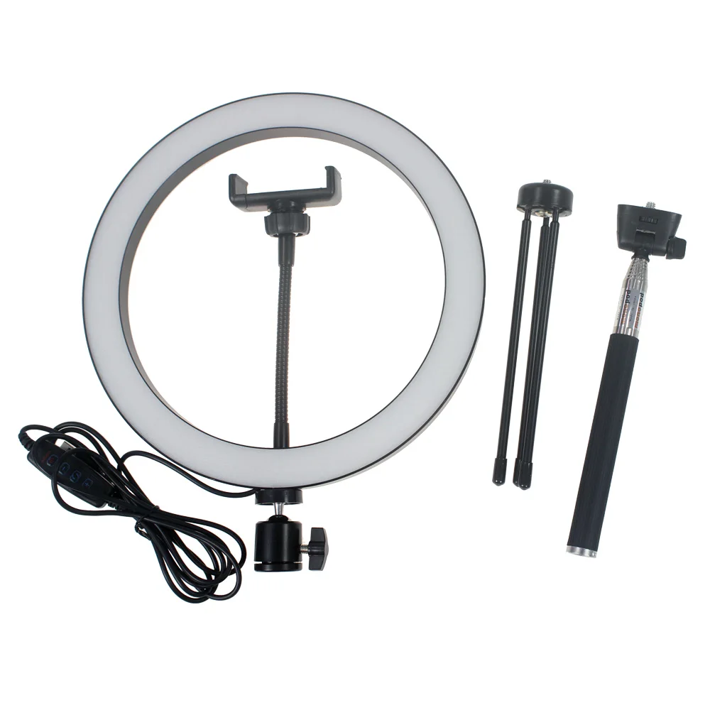 Приглушаемая Фотографическая светодиодный Selfie Ring Light Youtube Video Live 3500-5500k фотостудия свет с держателем для телефона USB разъем штатив