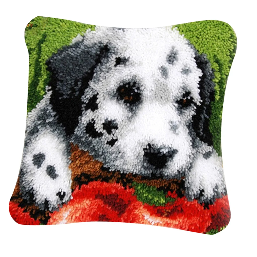 Latch Hook Kits for DIY Throw Rug Carpet Two Rabbits with Pattern Printed, Crochet Needlework Crafts for Kids and Adults