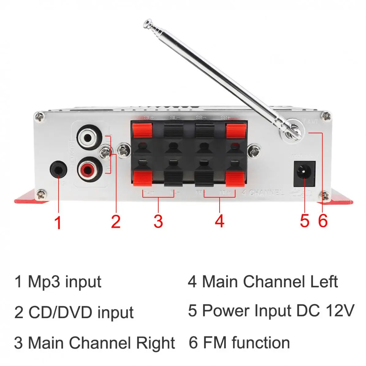 4CH x 41W Hi-Fi автомобильный аудио усилитель высокой мощности fm-радио плеер Поддержка SD/USB/DVD/MP3 вход для автомобиля мотоцикла