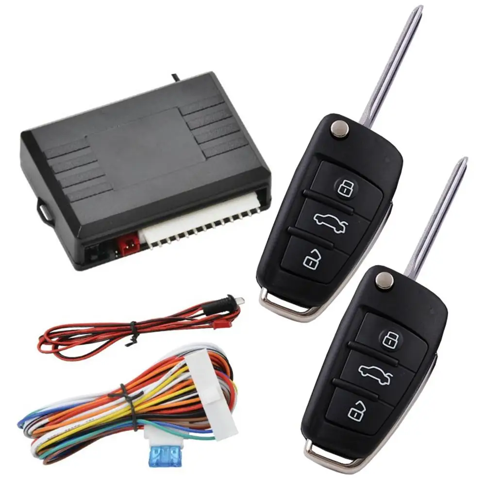1Set 12V Universal Car Alarm System Automatic Central Kit Door Lock Vehicle Remote Control System car door lock kit,car alarm,car alarm kit,car remote central kit,car remote door lock kit