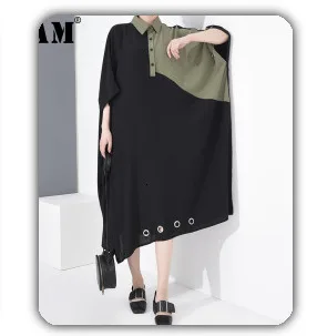 [EAM] Loose Fit Beieg Long Split Big Size Woolen Coat Parkas New Long Sleeve Women Fashion Tide Spring Autumn 2020 19A-a736