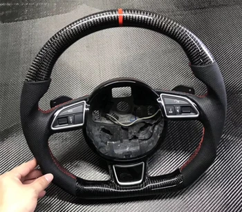 

A5 S5 style Black carbon fiber Modified Car Steering Wheel Steering rudder with Shift paddle for Audi A5 S5 12-16