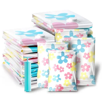 

4 PCS Big +4 PCS Medium Wardrobe Storage Vacuum Compression Bags Kit Thicker HandBag Quilt Clothes Plush Toy Towel Bag With Pump