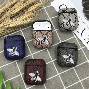 

Luxury leather silicone Earphone cases for AirPods 2 Wireless bluetooth Headphone protective shell for AirPods 1 Little bee case