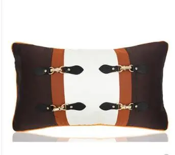 

Designer modern fashion low luxury model room kids room metal buckle stitching pillowcase