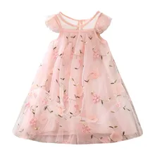 С длинным рукавом 1 год Девочка платье на день рождения от 0 до 2 лет новорожденных малышей кружево вышивка цветочные платья принцессы одежда Jly30