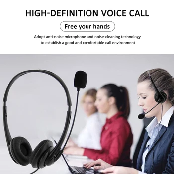 

Headband Earphone 3.5mm Earphone With Microphone Computer Headset Black Single-Ear Type Game Headphone For Home Office Laptop