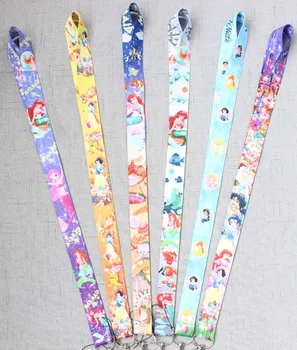 

Retail 100 pcs cartoon princess Neck Strap Lanyard Mobile Phone Key Chain ID Badge Key Chains