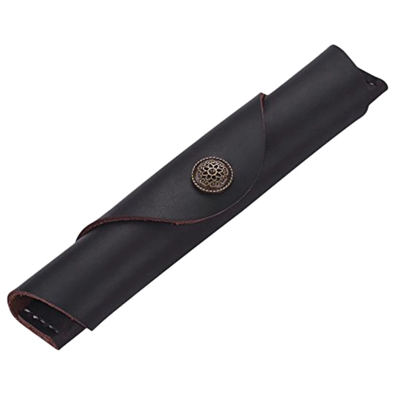 Handmade Leather Fountain Pen Sleeve Roll Wrap Pen Pouch for Students and Artists