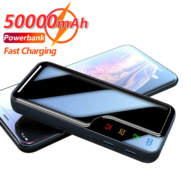 best wireless power bank 50000mAh Power Bank Portable Phone Charger with 2 USB Ports PoverBank External Battery Fast Charging For Xiaomi IPhone SAMSUNG power bank battery