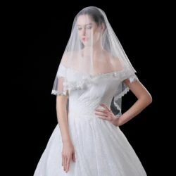 1.5 Meter White Wedding Veils Short One Layer Bridal Veil Appliques  Wedding Accessories 2020 in Stock