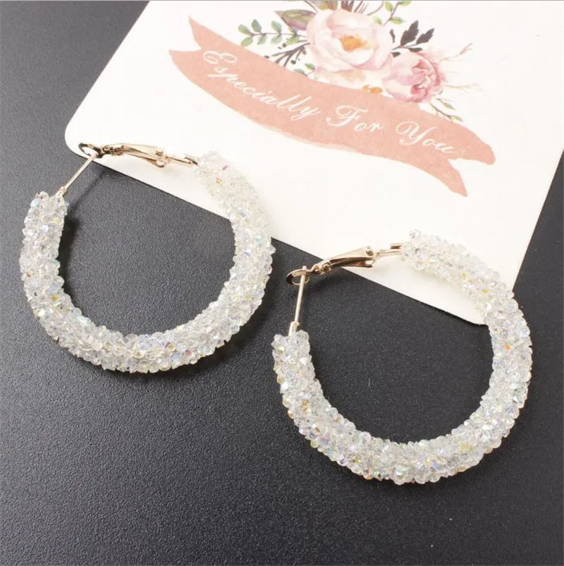 DoreenBeads преувеличенные серьги-кольца для женщин, разноцветные стразы, геометрические ювелирные изделия, вечерние подвески в подарок, 45 мм диаметр, 1 пара - Окраска металла: 1