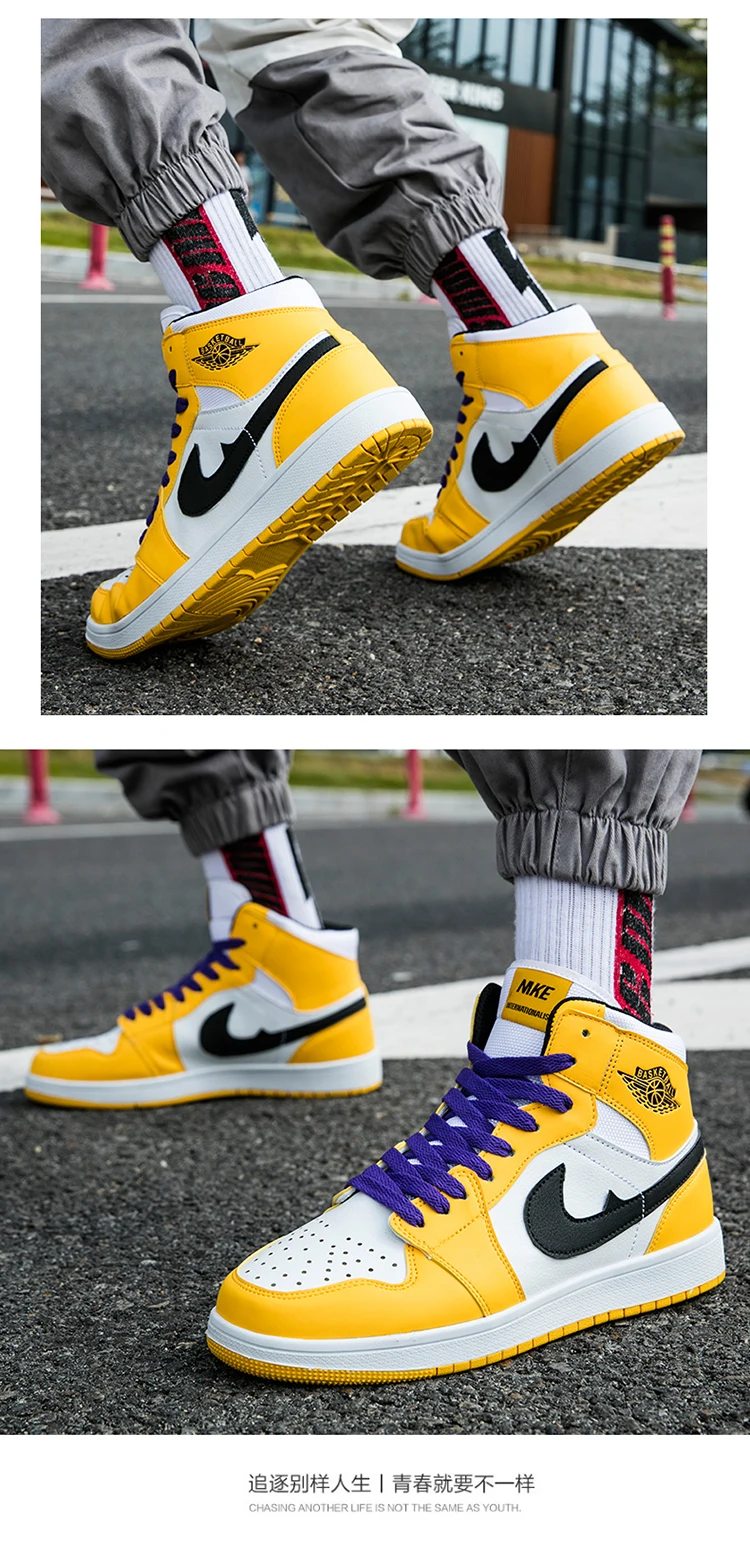 nuevos zapatos de baloncesto para Hombre, Zapatillas deportivas, amarillas, transpirables, para Hombre, botas de bal