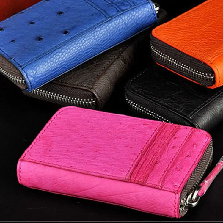 

Ostrich Leather Car Key for Both Men And Women Leather Zipper Bag Waist Hanging Creative Mini Simple Universal Key Chain