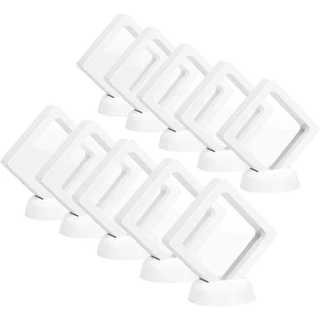 

Coin Display Box - Set of 30 3D Floating Frame Display Holder with Stands For Challenge Coins, Medallions, Jewelry, White, 2.75