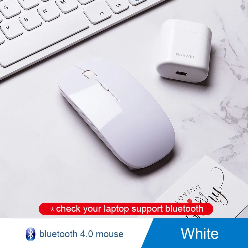 Bluetooth мышь для Mac 2,4 ГГц Беспроводная мышь для Xiaomi muis draadloos Беспроводная Бесшумная игровая мышь для Macbook Dell acer Asus - Цвет: 4.0 Bluetooth white