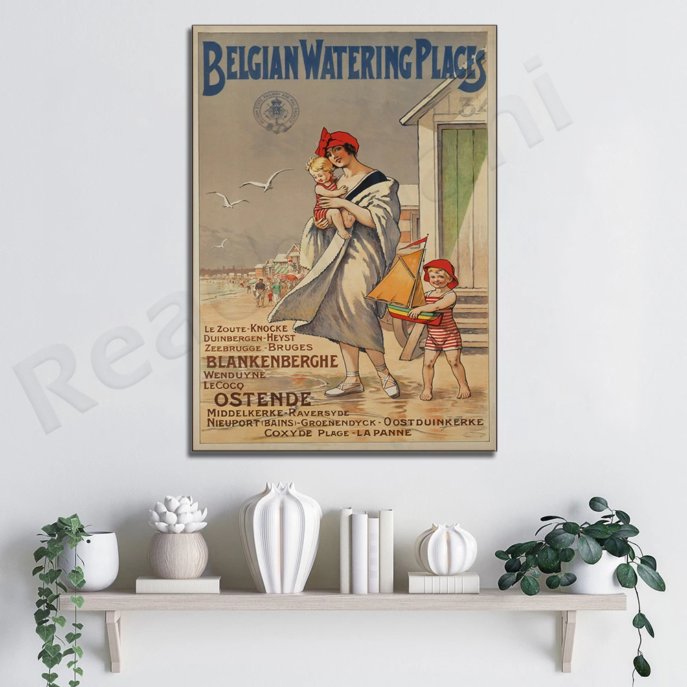Belgium Vintage Poster, Belgium Retro Print, Vintage Belgian Travel Poster
