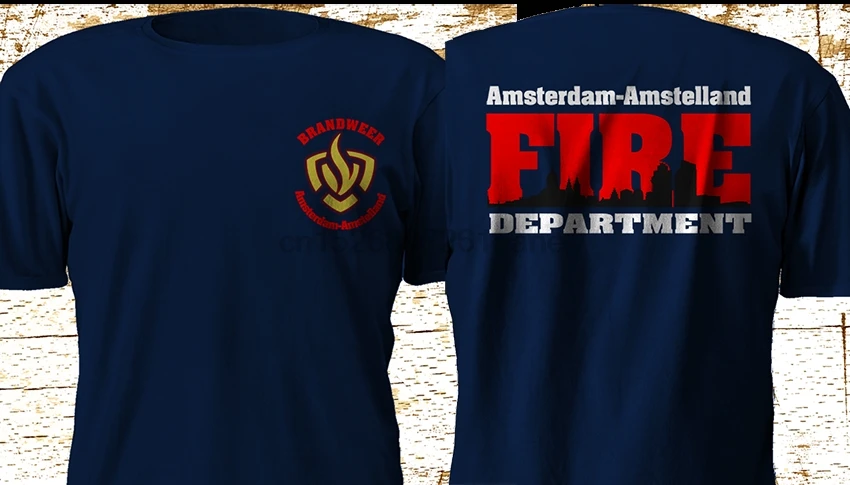 Goodwill peper verkiezing 2019 New Brandweer Amsterdam AJAX Fire Department Fire Fighter Navy T-Shirt  S-3XL - AliExpress