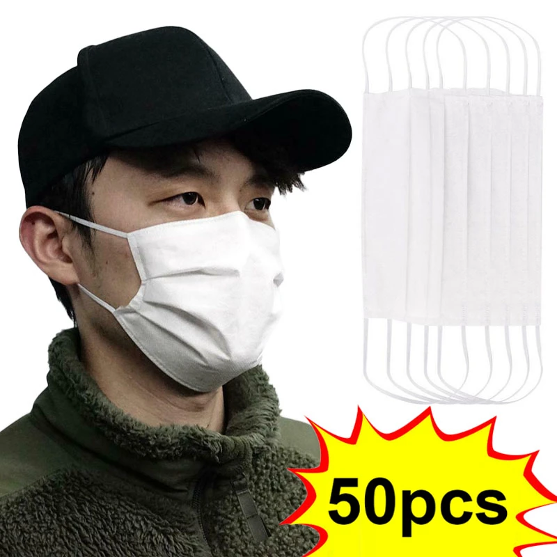 

50Pcs 3 Layer Disposable Protective Face Mouth Masks Anti Dust Virus Bacterial Facial Dust-Proof Safety Masks Breathable Cover